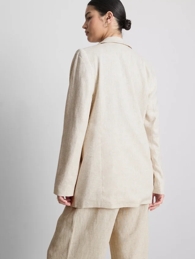 Linen-blend single-breasted blazer