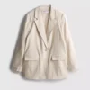 Linen-blend single-breasted blazer