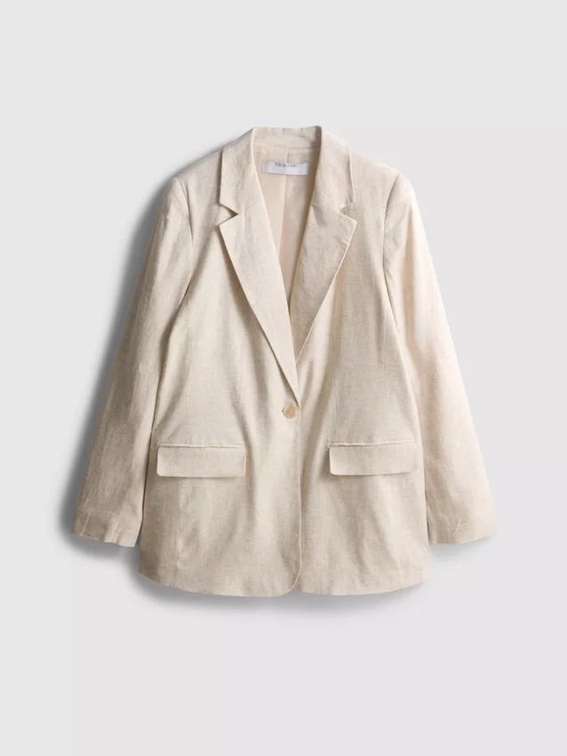 Linen-blend single-breasted blazer