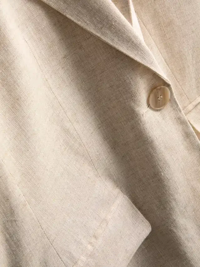 Linen-blend single-breasted blazer
