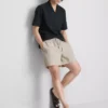Linen blend striped shorts