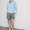 Linen blend striped shorts