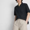 Linen blend striped shorts