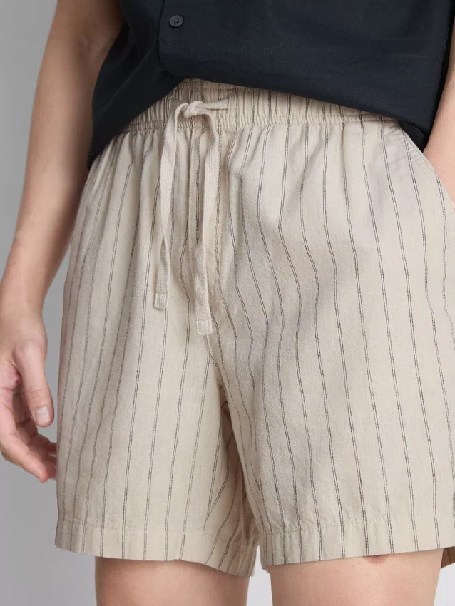Linen blend striped shorts
