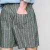 Linen blend striped shorts