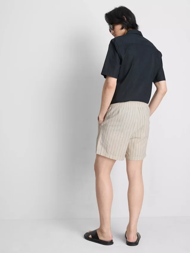 Linen blend striped shorts