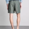 Linen blend striped shorts