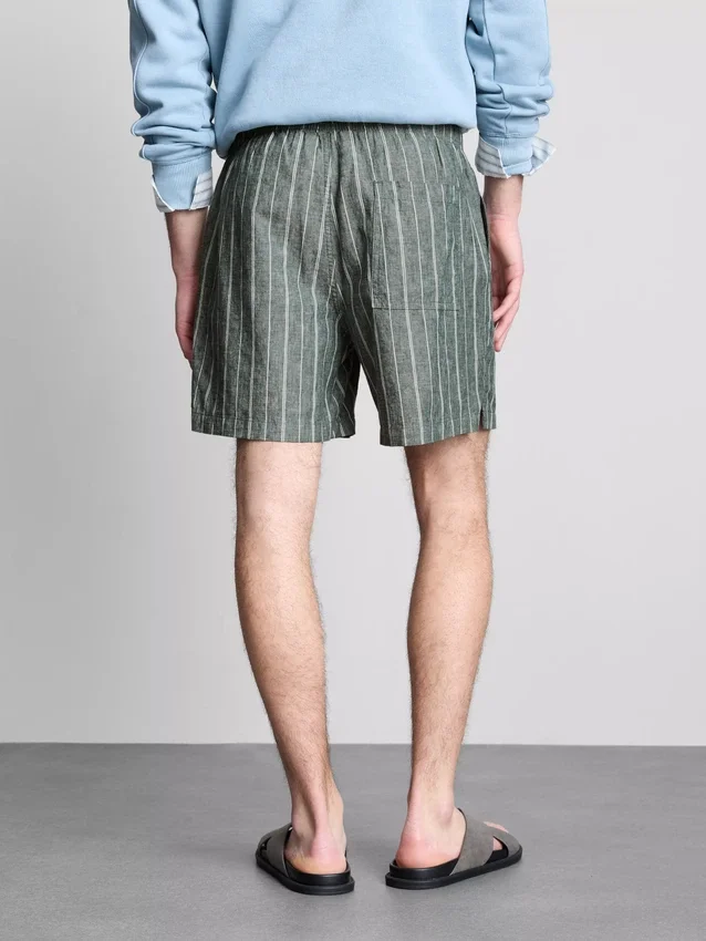 Linen blend striped shorts