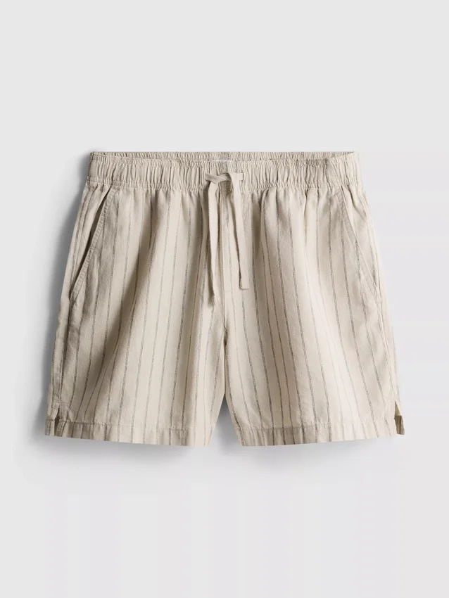 Linen blend striped shorts