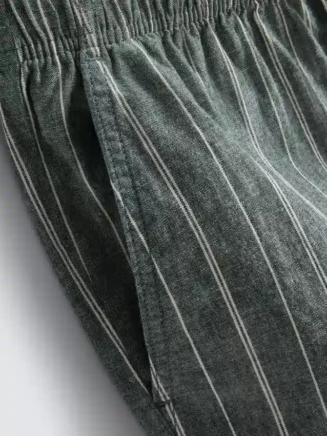 Linen blend striped shorts