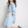 Linen blend tie side mini skort
