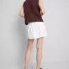 Linen blend tie side mini skort