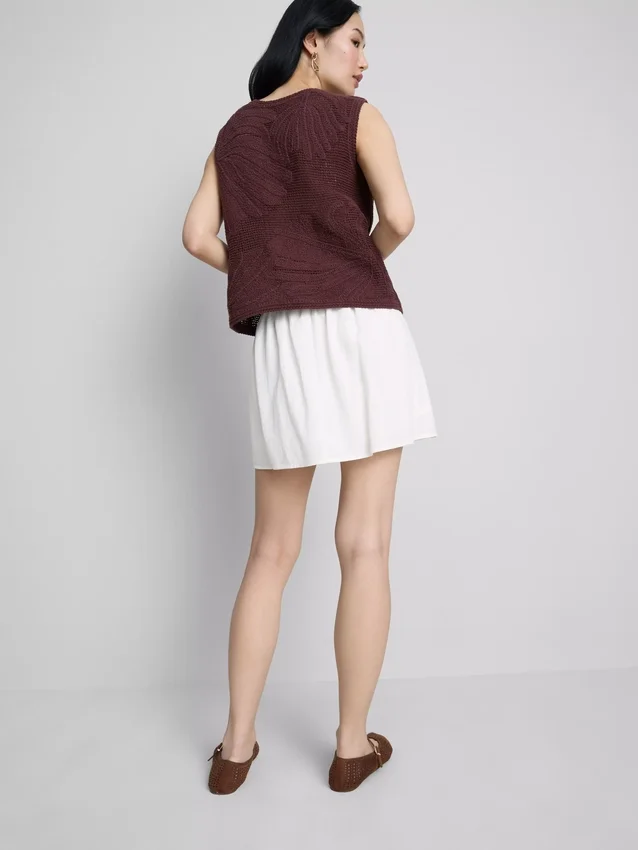 Linen blend tie side mini skort