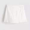 Linen blend tie side mini skort