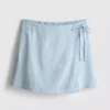 Linen blend tie side mini skort
