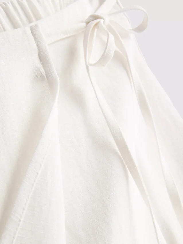 Linen blend tie side mini skort