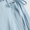 Linen blend tie side mini skort