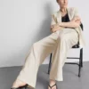 Linen-blend wide-leg pants