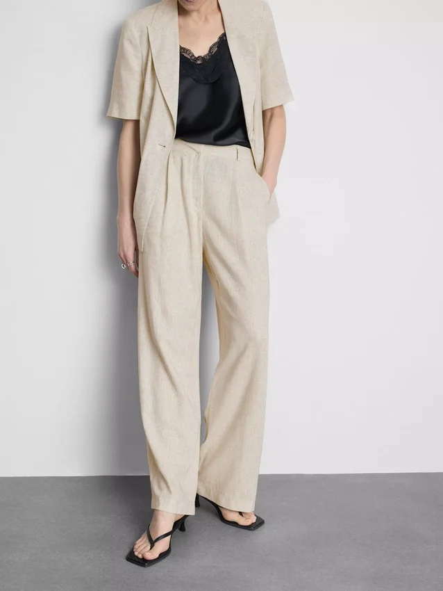 Linen-blend wide-leg pants