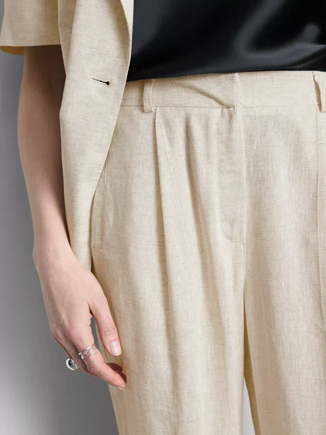 Linen-blend wide-leg pants