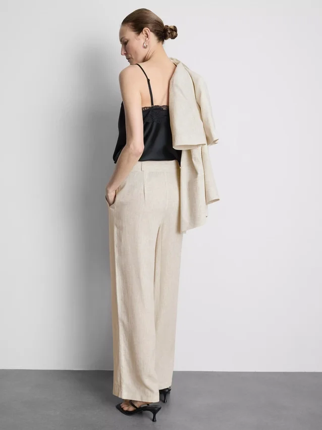 Linen-blend wide-leg pants