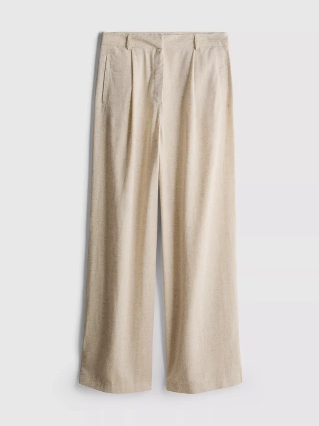 Linen-blend wide-leg pants