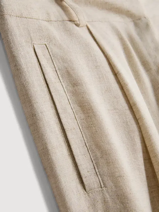 Linen-blend wide-leg pants