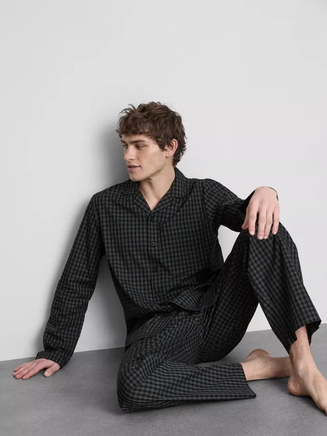 Long plaid poplin pajamas