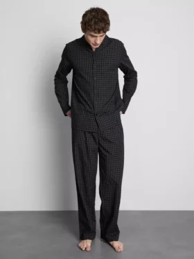 Long plaid poplin pajamas