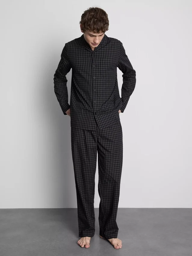 Long plaid poplin pajamas