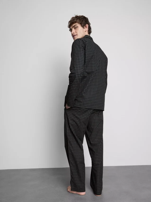 Long plaid poplin pajamas