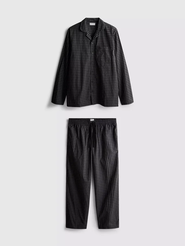 Long plaid poplin pajamas