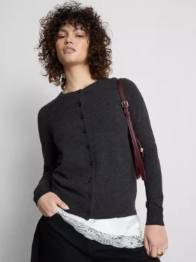 Long sleeve crew neck cardigan