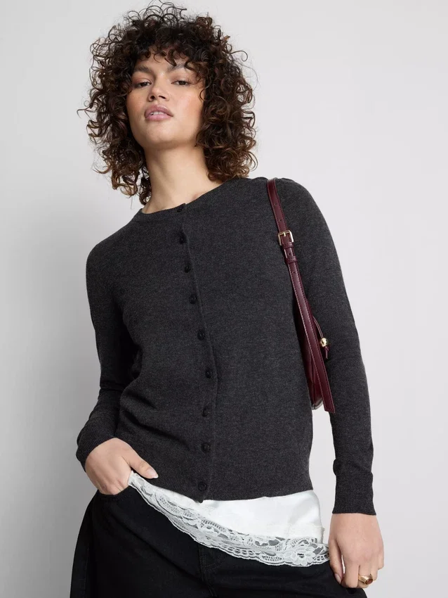 Long sleeve crew neck cardigan