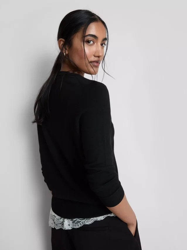 Long sleeve crew neck cardigan