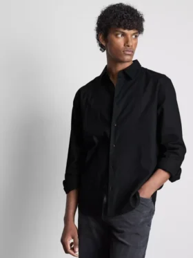 Long sleeve linen blend shirt
