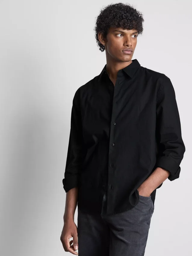 Long sleeve linen blend shirt