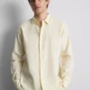 Long sleeve linen blend shirt