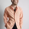 Long sleeve linen blend shirt