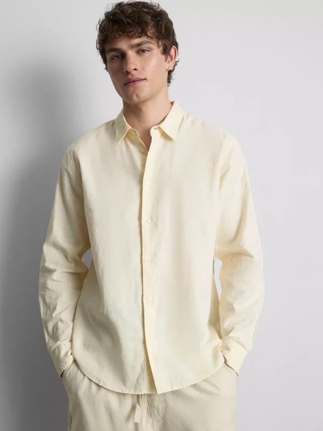 Long sleeve linen blend shirt