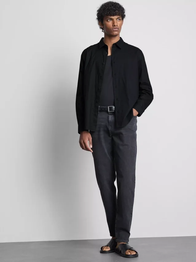 Long sleeve linen blend shirt