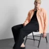 Long sleeve linen blend shirt