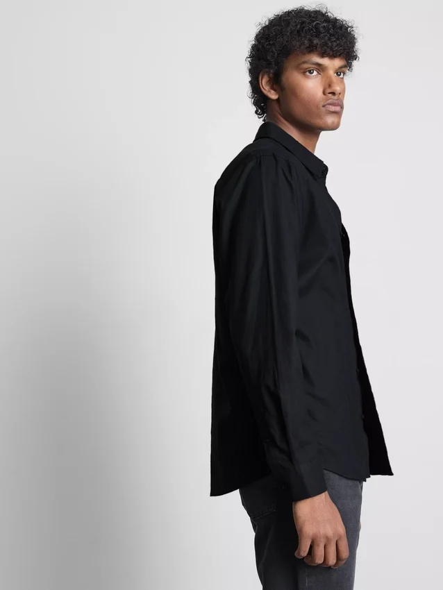 Long sleeve linen blend shirt