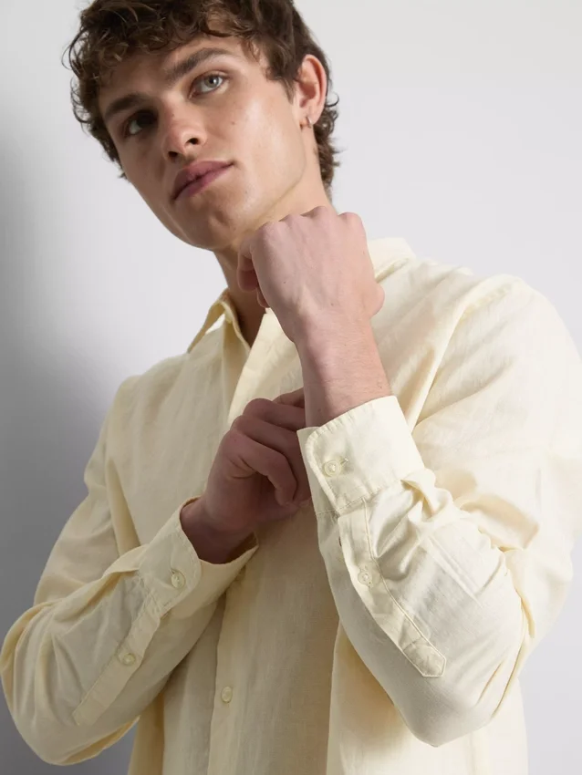 Long sleeve linen blend shirt