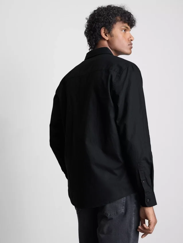 Long sleeve linen blend shirt