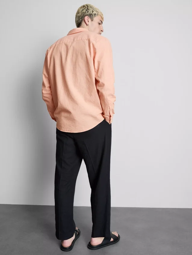 Long sleeve linen blend shirt