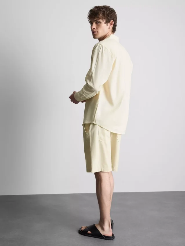 Long sleeve linen blend shirt