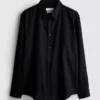 Long sleeve linen blend shirt