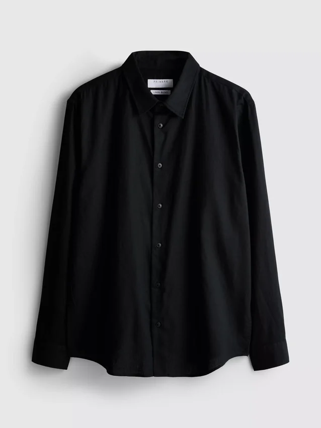 Long sleeve linen blend shirt