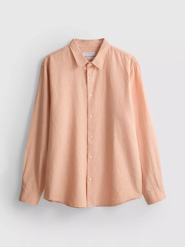 Long sleeve linen blend shirt